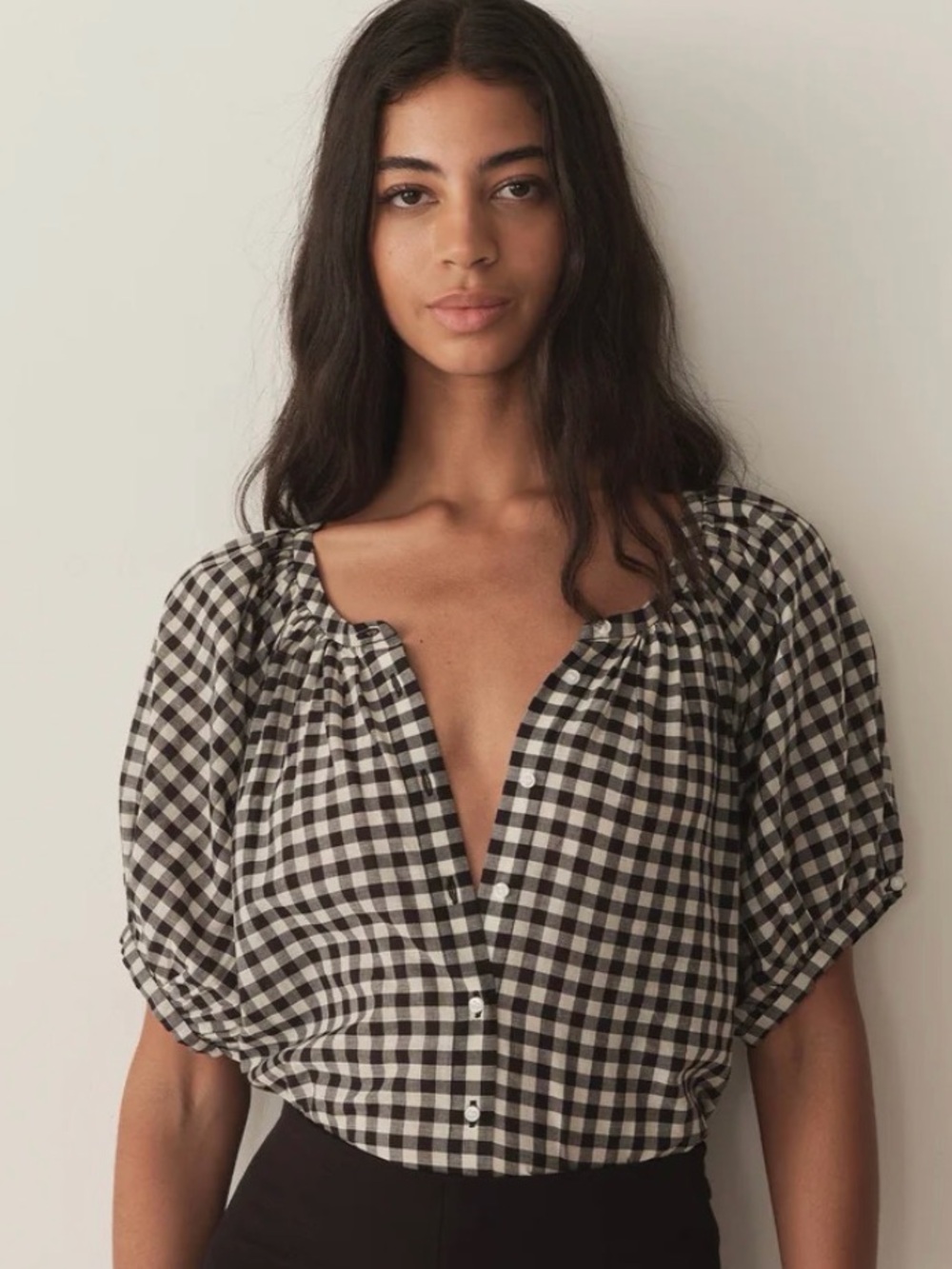 DOEN Noir Greta Gingham June Top S